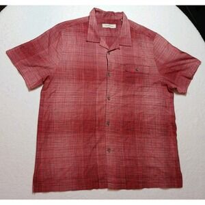 Tommy Bahama Men's Size XXL Silk/Cotton Button Up Short Sleeve Red Shirt